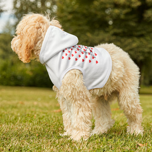 Cute Heart Print Pet Hoodie - Cozy Dog Sweater for Valentine's Day