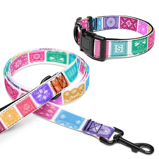 Papel Picado Firulais Pet collar & leash