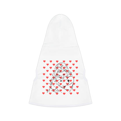 Cute Heart Print Pet Hoodie - Cozy Dog Sweater for Valentine's Day
