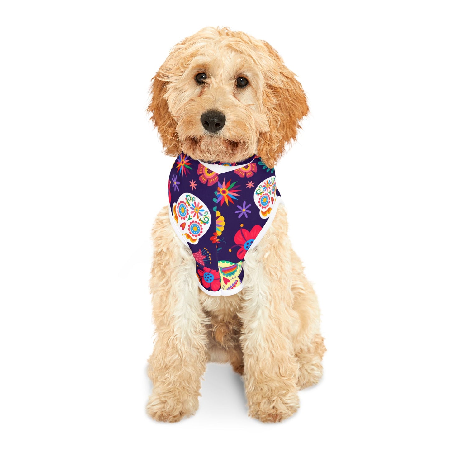 Colorful Skull Pet Hoodie - Festive Dog Apparel for Halloween & Day of the Dead