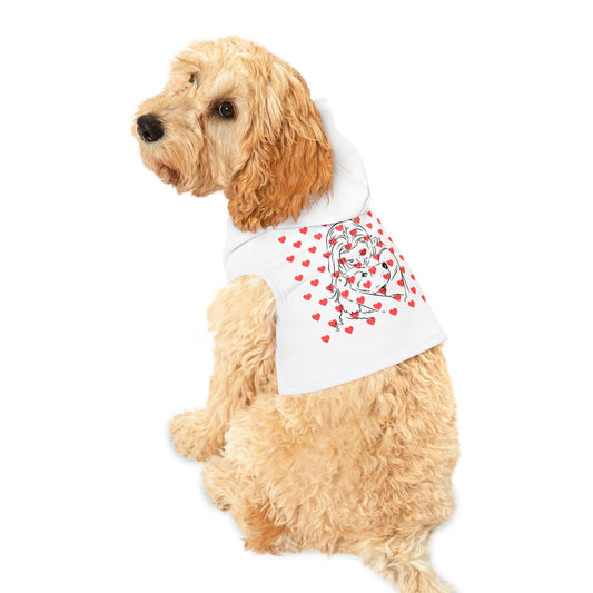 Cute Heart Print Pet Hoodie - Cozy Dog Sweater for Valentine's Day